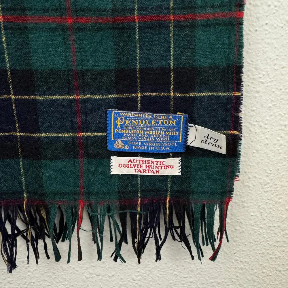 VTG Pendleton Wool Ogilvie Hunting Tartan Plaid Scarf